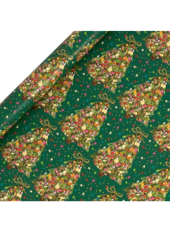 Glick Exquisite Evergreen Christmas Tree Gift Roll Wrap (4 m, Green)